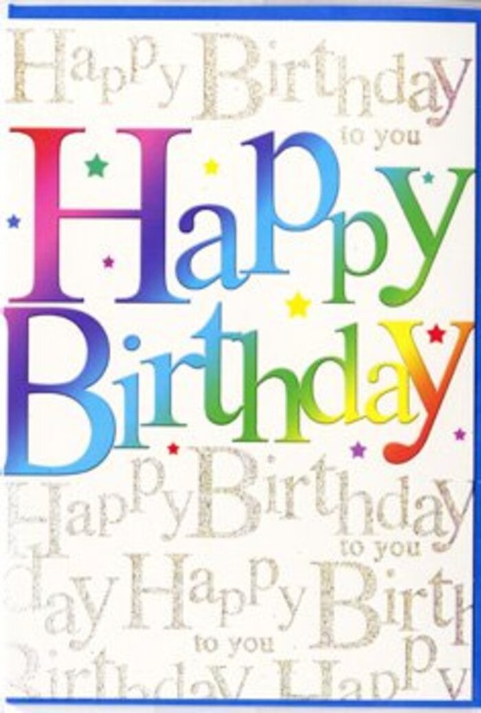 The birthday card pictured feels like a little burst of urban joy, the sort of design you might pair with a fresh floral delivery winding its way through the streets of St Luke's. At the centre, the phrase Happy Birthday stands proud in generous, blocky letters that shift through a full spectrum of colour-from rich crimson and fuchsia to lagoon blue, forest green, and mellow yellow. The gradient in each letter is smooth and velvety, giving the impression of softly blended pastels or airbrushed ink, as if a rainbow has been carefully poured into every stroke. These letters sit slightly raised from the surface, glinting under the light in a subtle glossy finish, reminiscent of the shine on cellophane wrapping around a bouquet. Behind this jubilant message, the background is alive with intricate gold script repeating Happy Birthday to you over and over in neat, elegant lines. The script is fine, delicate, and slightly looping, as though penned with a calligraphy nib; its metallic gold ink shimmers gently, catching hints of light the way the evening sun dances on the buildings around St Luke's. The base tone of the card is a soft, creamy white, which allows the rainbow lettering and gold script to stand out without feeling overwhelming. Small glimmers of reflective detail are scattered across the card, suggesting fine glitter woven into the print rather than heavy sparkle. Overall, the design balances bold exuberance with refined detail, ideal for slipping next to a birthday bouquet heading to a loft by Old Street or a studio near the church. It quietly promises a day of genuine happiness, shared laughter, and the comforting sense of being celebrated.
